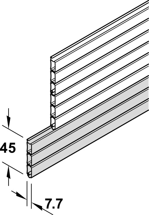 Tambour Door 3 Slats 45x2300mm Pl Gry
