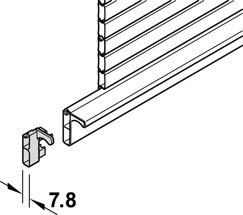 Tambour Door Hdl Profile Guide RH Pl Gry