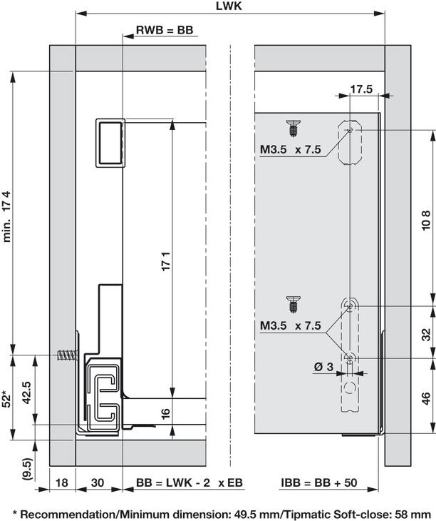 NPS Int Drw Pnl Set Rect 186/900mm Zir