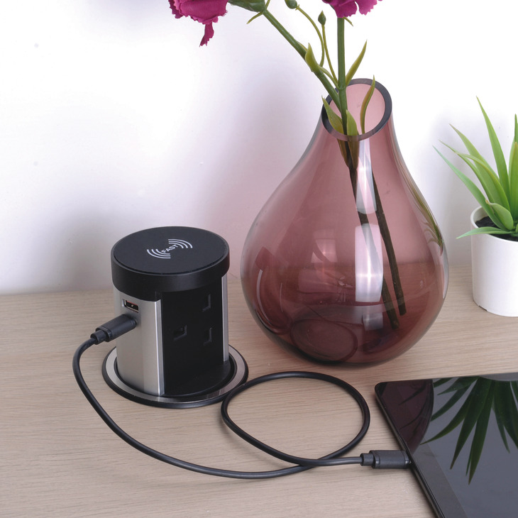 Powerdock PUp Qck Wless+Dual USB BlkAlu