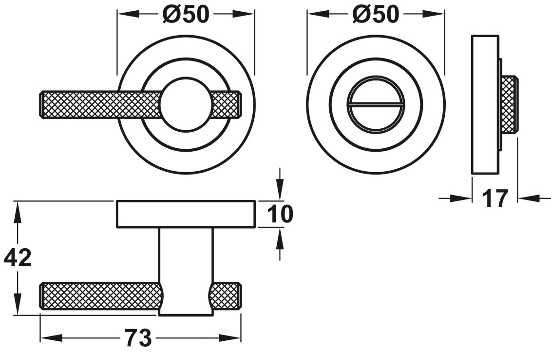 Bari D50mm Escutcheon WC/Turn ZA SN