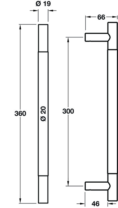 Bari Pull Hdl BT Alu Ant Brs 300x19mm