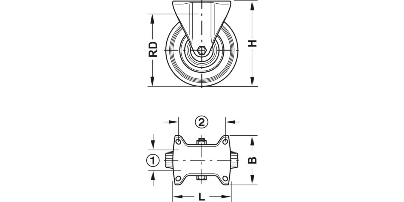 D80mm Castor Fixed wo Brake PL Galv