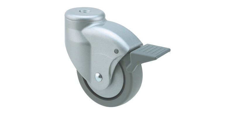 Swivel Single Wheel Castor, with Brake, &Oslash; 80 mm, &Oslash; 10 mm Pin Hole