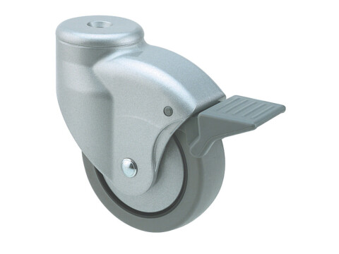 Swivel Single Wheel Castor, with Brake, &Oslash; 80 mm, &Oslash; 10 mm Pin Hole