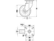 D75mm Castor Fixed wo Brake PL Galv