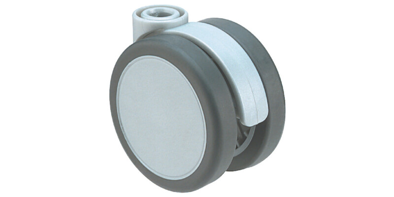 Swivel Twin Wheel Castor, without Brake, &Oslash; 65 mm, &Oslash; 10 mm Pin Hole