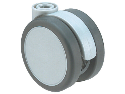 Swivel Twin Wheel Castor, without Brake, &Oslash; 65 mm, &Oslash; 10 mm Pin Hole