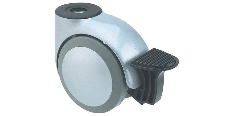 Swivel Twin Wheel Castor, with Brake, &Oslash; 75 mm, Hooded, &Oslash; 10-11 mm Pin Hole