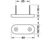 Pin Type Glide 44x16mm w 2 Nails Pl Wht