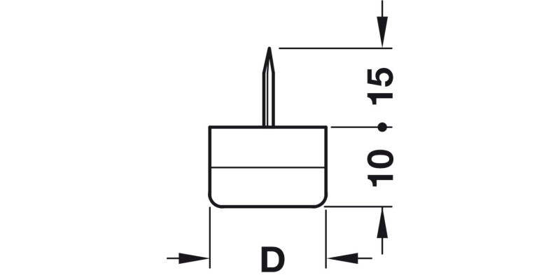 Pin Type Glide D=30mm Pl White/Black Rubber