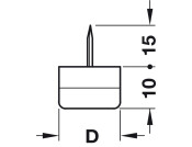 Pin Type Glide D=30mm Pl White/Black Rubber