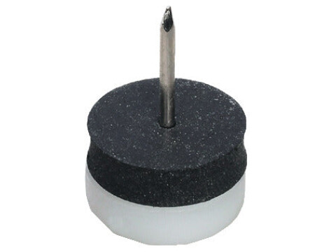 Pin Type Glide, White Plastic with Black Rubber Layer