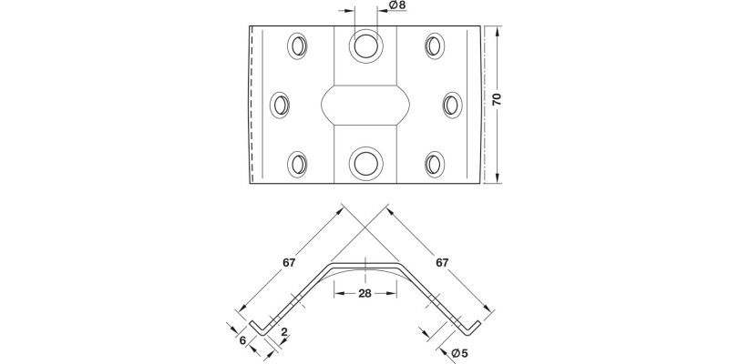 Table Corner Brace 70mm St Galv