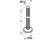 Plinth Adj Screw D30mm M10x60mm Galv St