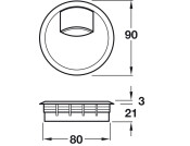 Cable Outlet 2prt D80x24mm Pl Black