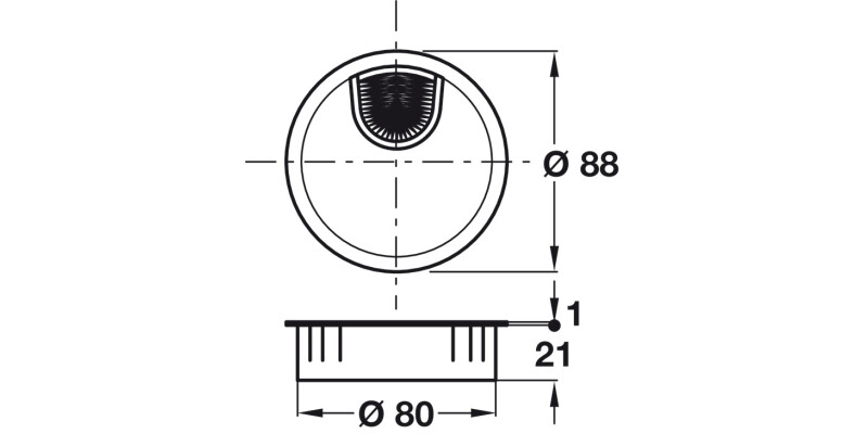 Cable Outlet 2prt D80x22mm ZA MN