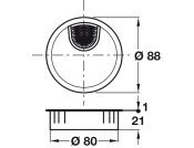 Cable Outlet 2prt D80x22mm ZA MN