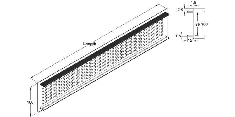 Vent Grille PF Rnd 500x100mm AA Slv F1