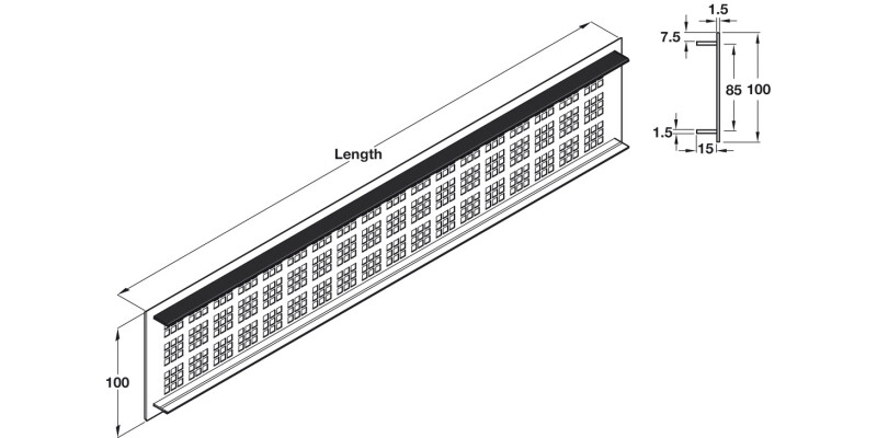 Vent Grille PF Sqr 1000x100mm AA Slv F1