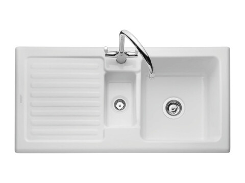 Sink, 1.5 Bowl with Drainer, Ceramic, Rangemaster Rustic