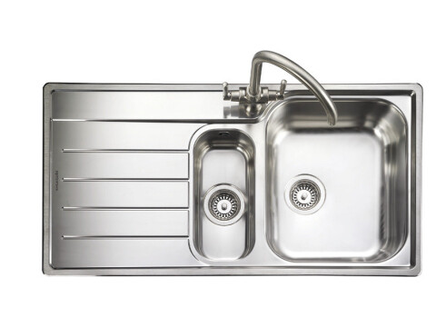 Sink, 1.5 Bowl with Drainer, Stainless Steel, Rangemaster Oakland
