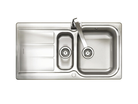 Sink, 1.5 Bowl with Drainer, Stainless Steel, Rangemaster Glendale