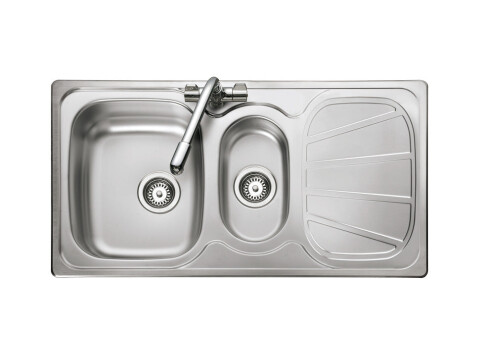 Sink, 1.5 Bowl with Drainer, Stainless Steel, Rangemaster Baltimore