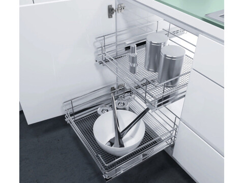 Pull Out Storage Basket, with Saphir Mesh Chrome Wire, for Hinged Door Cabinets,