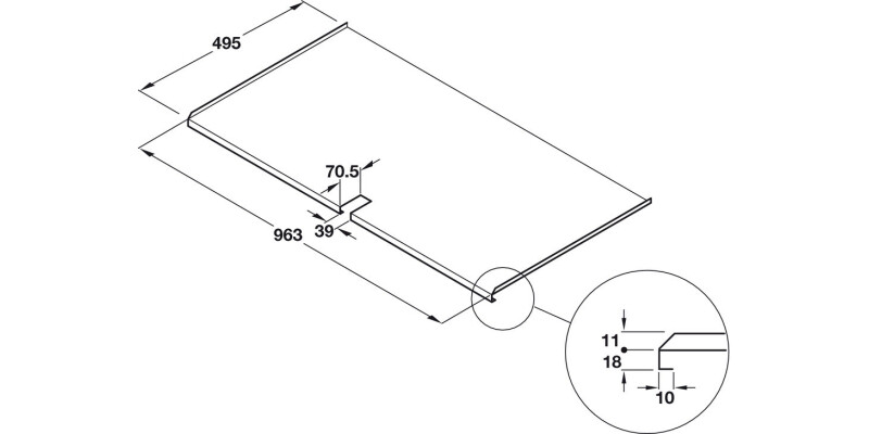 Base Unit Liner, Matt Aluminium, for 18 mm Board Thickness