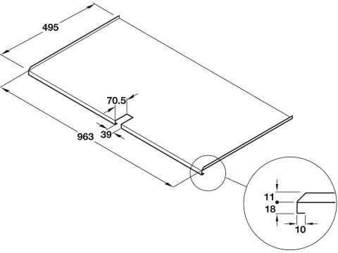 Base Unit Liner, Matt Aluminium, for 18 mm Board Thickness