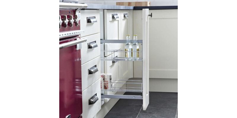 Pull Out Storage Unit, Two Tier, for Cabinet Width 150 mm, Ball Bearing Runners