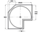 3/4 Carousel H667-713mm/D820mm Std White