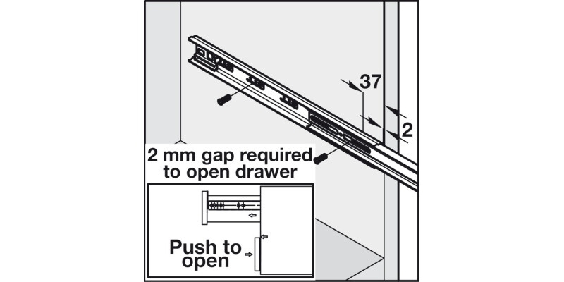 3832TR BB Drawer Runner Full 44kg 650mm BZP