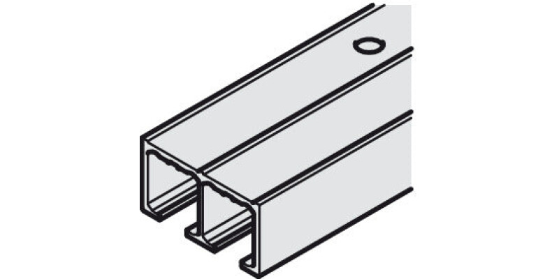 Top Track, Double, for Sliding Glass Cabinet Doors, Hawa-Clipo 16 GPK