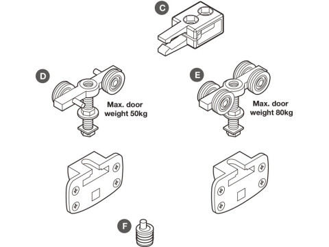 Additional Bottom Guide, for Sliding Wardrobe Doors, H&auml;fele System 9