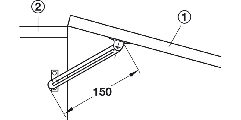 Lid Stay 150mm RH w Guide Slot
