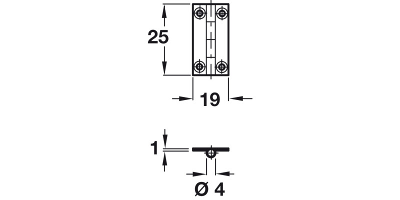 Butt Hinge Sqr 25x19mm Dr.Brass Self