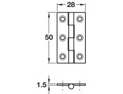 BRASS Butt Hinge 50x28mm In Antique Brass finish & Satin St/Steel pin