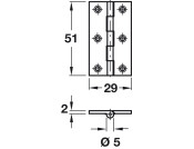 Broad Style Hinge D5x51x29mm Brass SC