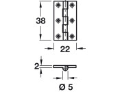 Broad Style Hinge 38x22mm Brass SC