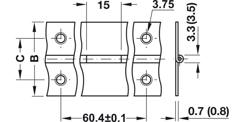 Piano Hinge Straight 32x0.7x3500mm Burn