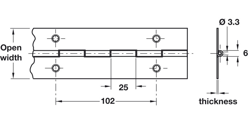 Cont Hinge 1834x51x1.2mm 36 Holes Brs PB