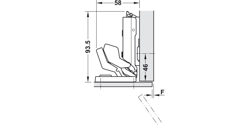 Tiomos Mirro 125D Hinge 3-8mm w Int Damp