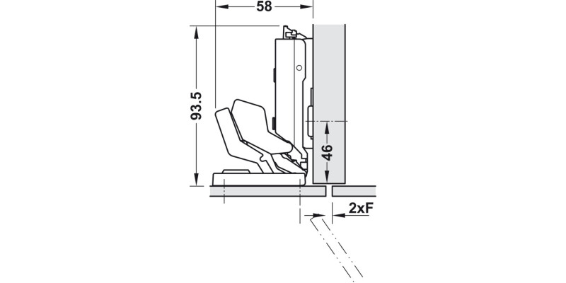 Tiomos Mirro 125D Hinge 3-8mm w Int Damp
