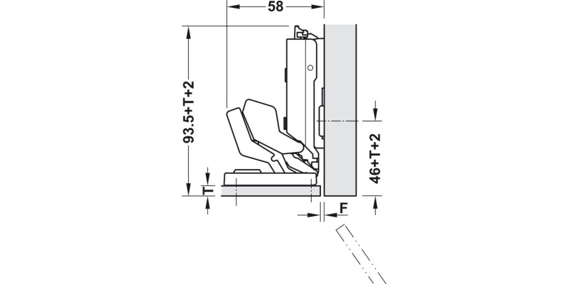 Tiomos Mirro 125D Hinge 3-8mm w Int Damp