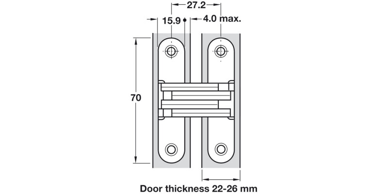 208 Soss Hinge 22-26mm ZA NP/SS Links