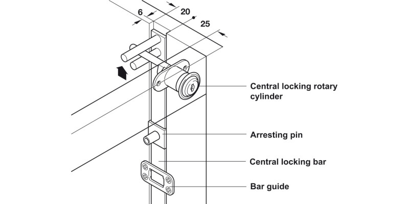 Central Locking Bar 1500mm Bright Alu