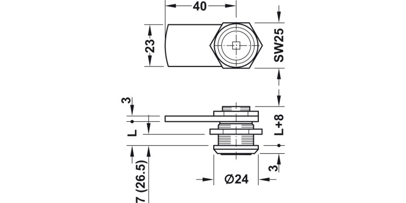 Cam Lock for Tri Socket key 13.0mm Dir.A