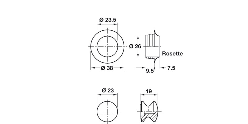 Mini Push-Lock+Rosette Set 13mm Pl MNP